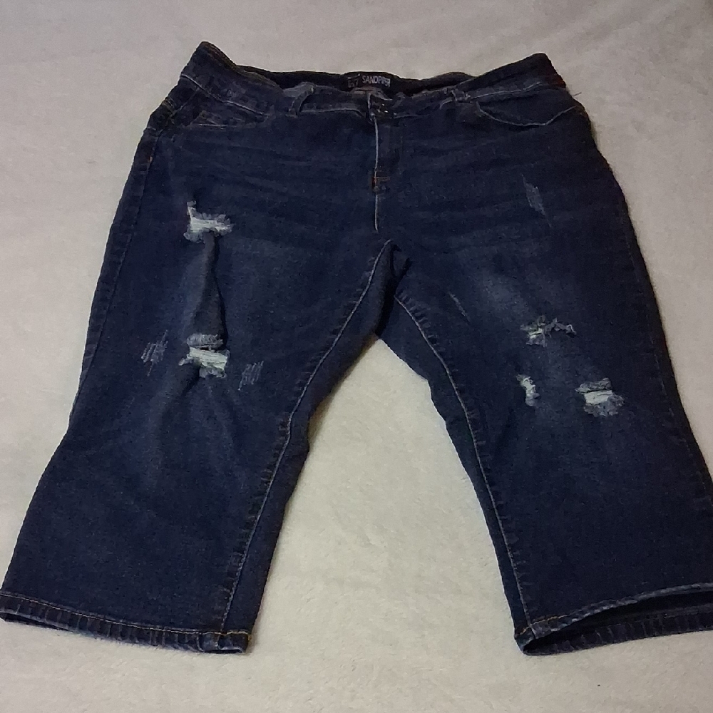 Blue Distressed Bermuda Shorts